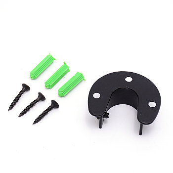 Stainless Steel Hook Hanger, with Iron Screws and Plastic Cap Nut, Electrophoresis Black & Stainless Steel Color, 4.7x5.2x2.2cm, Hole: 5mm, 7pcs/set