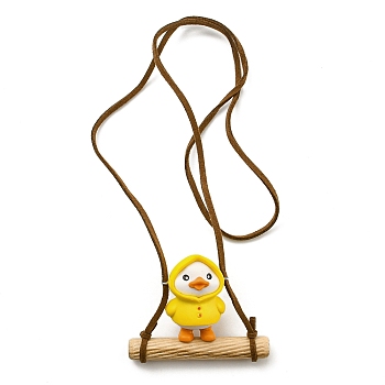 Cute Plastic Swinging Raincoat Duck Pendant Decorations, for Car Interiors Hanging Ornaments, Yellow, 320mm, pendant: 47x60x27mm