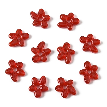 10Pcs Handmade Lampwork Beads, Flower, Crimson, 18~18.5x17~17.5x4~5mm, Hole: 3~4mm