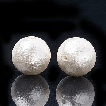 Compressed Cotton Pearl Beads, Eco-Friendly, Dyed, Round, Creamy White, 12~12.5mm, Hole: 1.5mm