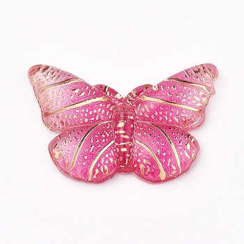 Resin Pendants, Butterfly, Hot Pink, 15x23x3mm, Hole: 1mm