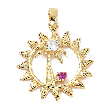 Golden Fuchsia Sun Brass+Cubic Zirconia Pendants