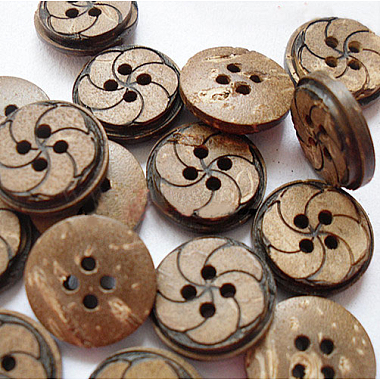 15mm BurlyWood Coconut 4-Hole Button