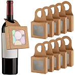 27Pcs Square Kraft Paper Wine Gift Hanging Boxes, with Window and Hole Handle, Peru, 9x9x3cm(CON-CN0001-32)