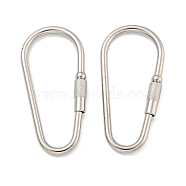 304 Stainless Steel Screw Carabiner Lock Charms, for Necklaces Making, Oval, 56x26.5x3mm(STAS-C092-06P)