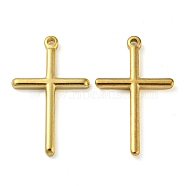 Ion Plating(IP) 304 Stainless Steel Pendants, Cross Charm, Real 18K Gold Plated, 34x21x3mm, Hole: 1.8mm(STAS-P341-16J-G)