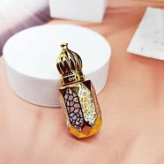 Crackle Pattern Arabian Style Glass Empty Roller Ball Bottle with Aluminum Lid, Gold, 66x22mm, Capacity: 6ml(0.20fl. oz)(PW-WG13124-07)