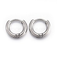 202 Stainless Steel Huggie Hoop Earrings, Hypoallergenic Earrings, with 316 Stainless Steel Pin, Stainless Steel Color, 10 Gauge, 11.5x12.7x2.5mm, Pin: 1mm(X-EJEW-L205-02F-P)
