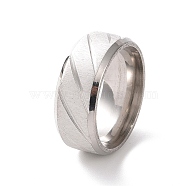 201 Stainless Steel Grooved Rhombus Finger Ring for Women, Stainless Steel Color, Inner Diameter: 17mm(RJEW-I089-45P)