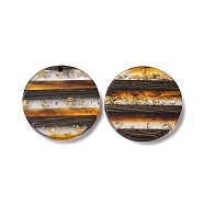 Transparent Resin & Walnut Wood Pendants, with Gold Foil, Flat Round Charm, Gold, 30x3.5mm, Hole: 2mm(RESI-TAC0017-68B-01)
