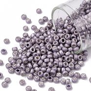 TOHO Round Seed Beads, Japanese Seed Beads, Frosted, (554F) Matte Galvanized Lavender, 8/0, 3mm, Hole: 1mm, about 220pcs/10g(X-SEED-TR08-0554F)