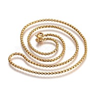 304 Stainless Steel Box Chain Necklaces, with Lobster Claw Clasps, Golden, 17.7 inch(45cm), 2.0mm(NJEW-O110-05A-G)