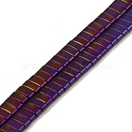 Electroplated Non-magnetic Synthetic Hematite Beads Strands, Rectangle, 2-Hole, Purple Plated, 5x2x2mm, Hole: 0.8mm, about 193pcs/strand, 8.27 inch(21cm)(G-G089-A02-05)