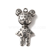 Tibetan Style Alloy Pendant, Cadmium Free & Lead Free, Bear, Antique Silver, 42x21.5x10mm, Hole: 2.8mm(FIND-A038-18AS)