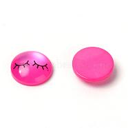 Resin Cabochons, with Self Adhesive, DIY Accessories, Flat Round with Brow, Deep Pink, 12x4mm(RESI-WH0014-32A)