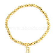 Brass Pendants Bracelets, Real 18K Gold Plated, Letter H, 0.16 inch(0.4cm), Inner Diameter: 2.17 inch(5.5cm), pendant: 10~10.5x2.5~8mm(BJEW-B105-01G-H)