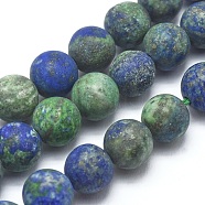 Natural Chrysocolla and Lapis Lazuli Beads Strands, Dyed, Frosted, Round, 8mm, Hole: 1.2mm, about 47pcs/strand, 14.9 inch(38cm)(G-I254-02C)