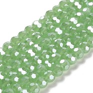 Electroplate Glass Beads Strands, Faceted, Pearl Luster Plated, Round, Dark Sea Green, 6mm, Hole: 1mm, about 98~100pcs/strand, 20.39~20.59 inch(51.8~52.3cm)(EGLA-A035-J6mm-A01)