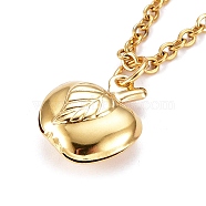 Apple Pendant Necklaces, with 304 Stainless Steel Pendants & Cable Chains, Brass Spring Ring Clasps, Golden, 16.06 inch(40.8cm)(NJEW-JN03078-02)