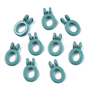 Spray Painted Alloy  2-Loop Link Pendants, Cadmium Free & Lead Free, Letter, Letter.O, 13.5x8x1.5mm, Hole: 2mm(X-PALLOY-T075-48O-RS)