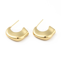 Brass Chunky Stud Earrings, Half Hoop Earrings for Women, Real 18K Gold Plated, 20x19x5mm, Pin: 0.7mm(EJEW-B013-20)