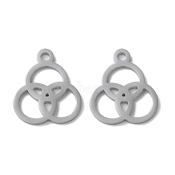304 Stainless Steel Charms, Laser Cut, Round Ring Trinity Charms, Stainless Steel Color, 14.5x12.5x1mm, Hole: 1.6mm(STAS-F300-10P)