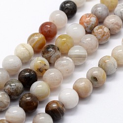 Natural Bamboo Leaf Agate Beads Strands, Round, 6mm, Hole: 0.8mm, about 63pcs/strand,  14.76 inch(37.5cm)(G-I199-13-6mm)