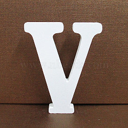 Letter Wooden Ornaments, for Home Wedding Decoration Shooting Props, Letter.V, 100x100x15mm(LETT-PW0002-61V)