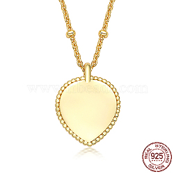 925 Sterling Silver Satellite Chains Pendant Necklaces, Golden, Heart, 15.75 inch(40cm)(KK4299-1)