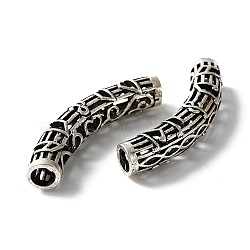 Tibetan Style Alloy Curved Tube Beads, Curved Tube Noodle Beads, Hollow, Antique Silver, 51.5x9mm, Hole: 5.7mm(FIND-TAC0014-36AS)