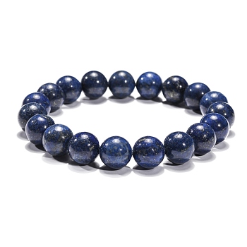 Valentine Day Gift for Husband Stretchy Gemstone Bracelets, with Lapis Lazuli(Dyed) and Elastic Cord, Blue, 51mm