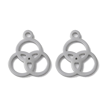 304 Stainless Steel Charms, Laser Cut, Round Ring Trinity Charms, Stainless Steel Color, 14.5x12.5x1mm, Hole: 1.6mm