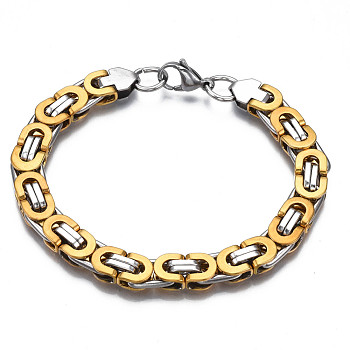 201 Stainless Steel Byzantine Chain Bracelet for Men Women, Nickel Free, Stainless Steel Color, 8-5/8 inch(22cm)