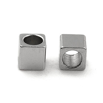201 Stainless Steel Cube Beads, Stainless Steel Color, 2x2x2mm, Hole: 1.3mm