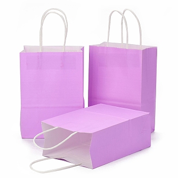 Kraft Paper Bags, Gift Bags, Shopping Bags, with Handles, Plum, 15x8x21cm