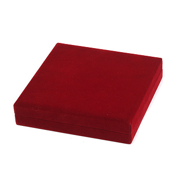 Velvet Necklace Boxes, Jewelry Boxes, with Plastic, Rectangle, FireBrick, 158x154x33mm