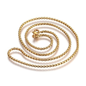 304 Stainless Steel Box Chain Necklaces, with Lobster Claw Clasps, Golden, 17.7 inch(45cm), 2.0mm