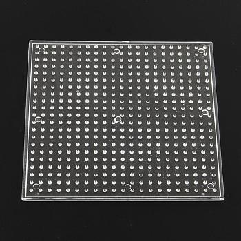 Square ABC Plastic Pegboards used for 5x5mm DIY Fuse Beads, Clear, 110x110x5mm