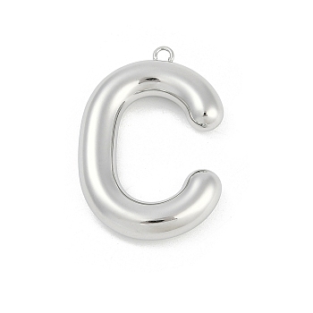 304 Stainless Steel Pendants, Letter Charm, Letter C, 38x26x7mm, hole: 2.3mm