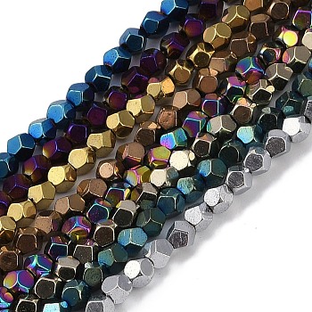 Electroplated Synthetic Non-magnetic Hematite Beads Strands, Polygon(Color Retention for 3 Years), Mixed Color, 4mm, Hole: 1mm, about 98pcs/strand, 15.55''(39.5cm)