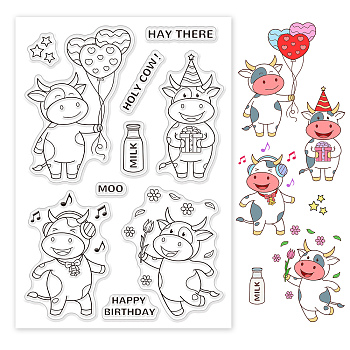 PVC Plastic Stamps, for DIY Scrapbooking, Photo Album Decorative, Cards Making, Stamp Sheets, Cow Pattern, 16x11x0.3cm