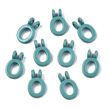 Spray Painted Alloy  2-Loop Link Pendants, Cadmium Free & Lead Free, Letter, Letter.O, 13.5x8x1.5mm, Hole: 2mm