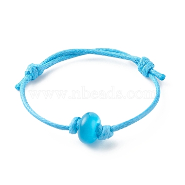 Cat Eye Rondelle Beaded Cord Bracelet(BJEW-JB07852)-3