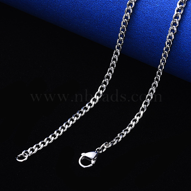Men's 304 Stainless Steel Cuban Link Chain Necklace Making(NJEW-S420-002P)-4