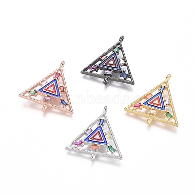Mixed Color Colorful Triangle Brass+Cubic Zirconia+Enamel Links