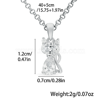 Cubic Zirconia Cat Pendant Necklaces(HM3500)-4