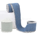 2 Rolls 2 Colors Polycotton Frayed Ribbon, Fringe Raw Edged Denim Ribbon, for Garment Accessories, Mixed Color, 1-3/8~1-3/4 inch(35~45mm)(OCOR-CY0001-22A)