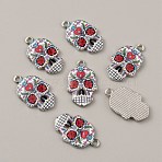 Alloy Enamel Pendants, Platinum, Skull, Colorful, 22.5x13.5x2mm, Hole: 1.8mm(FIND-CJC0015-09F)