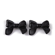 Opaque Acrylic Beads, Bowknot, Black, 24x31.5x7.5mm, Hole: 2mm(X-MACR-L006-02A-01)