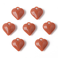 Opaque Acrylic Pendants, Heart, Chocolate, 23x21.5x9mm, Hole: 2mm(SACR-N011-002E)